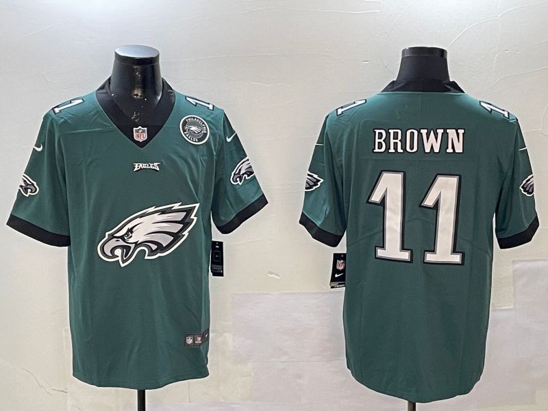 Men 2025 Philadelphia Eagles #11 Brown Green Nike Limited NFL Jersey style 55